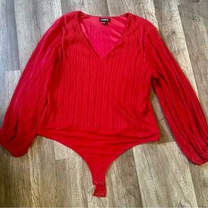 Express Red V-Neck Blouse